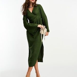 NWT Elegant Green Wrap Dress